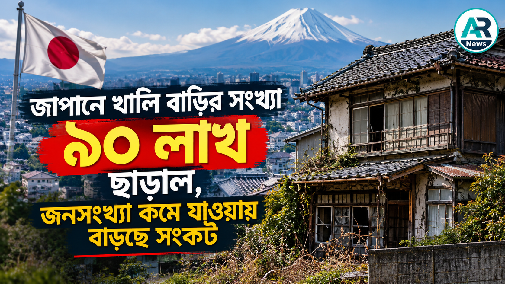 জাপানে খালি বাড়ির সংখ্যা ৯০ লাখ ছাড়াল, জনসংখ্যা কমে যাওয়ায় বাড়ছে সংকট