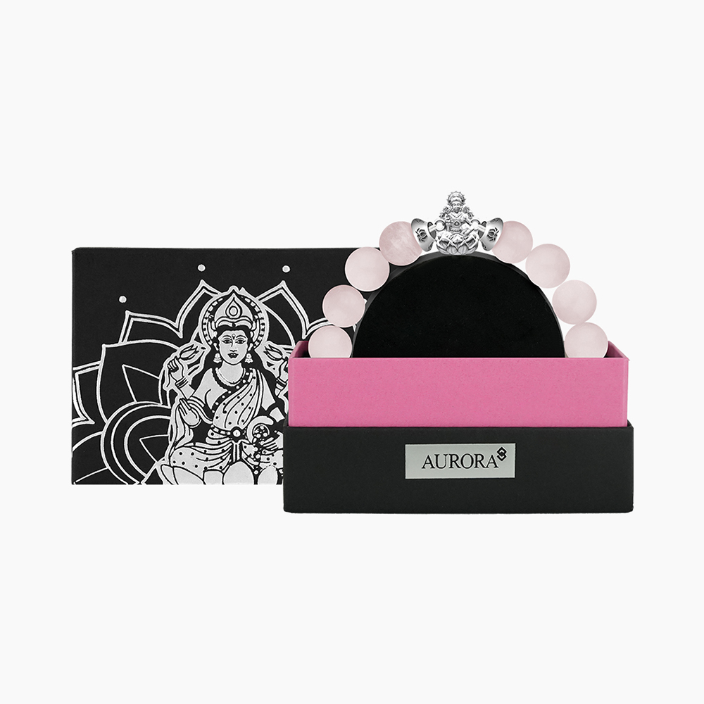 สร้อยข้อมือพระแม่ลักษมี AURORA DESIGN หินสีชมพูโรสครอสต์_2