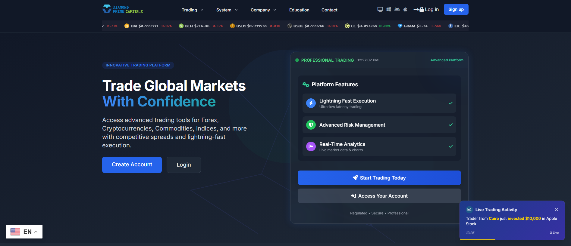 Screenshot of diamondprimecap.com