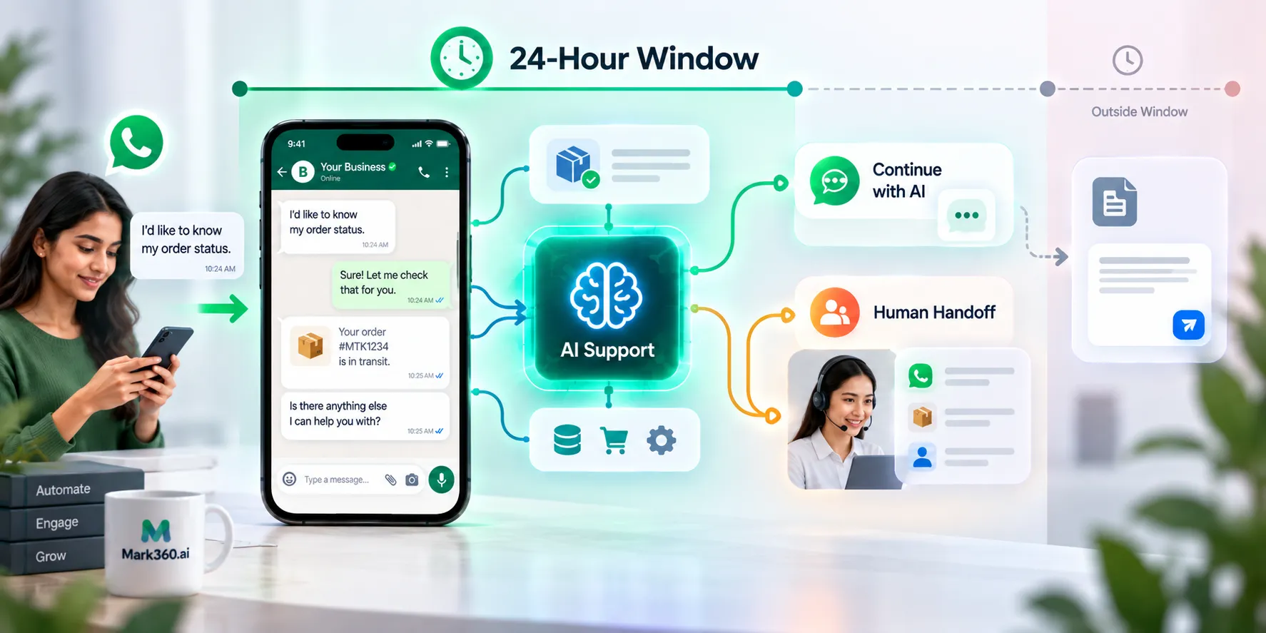 WhatsApp 24-Hour Window + Human Handoff