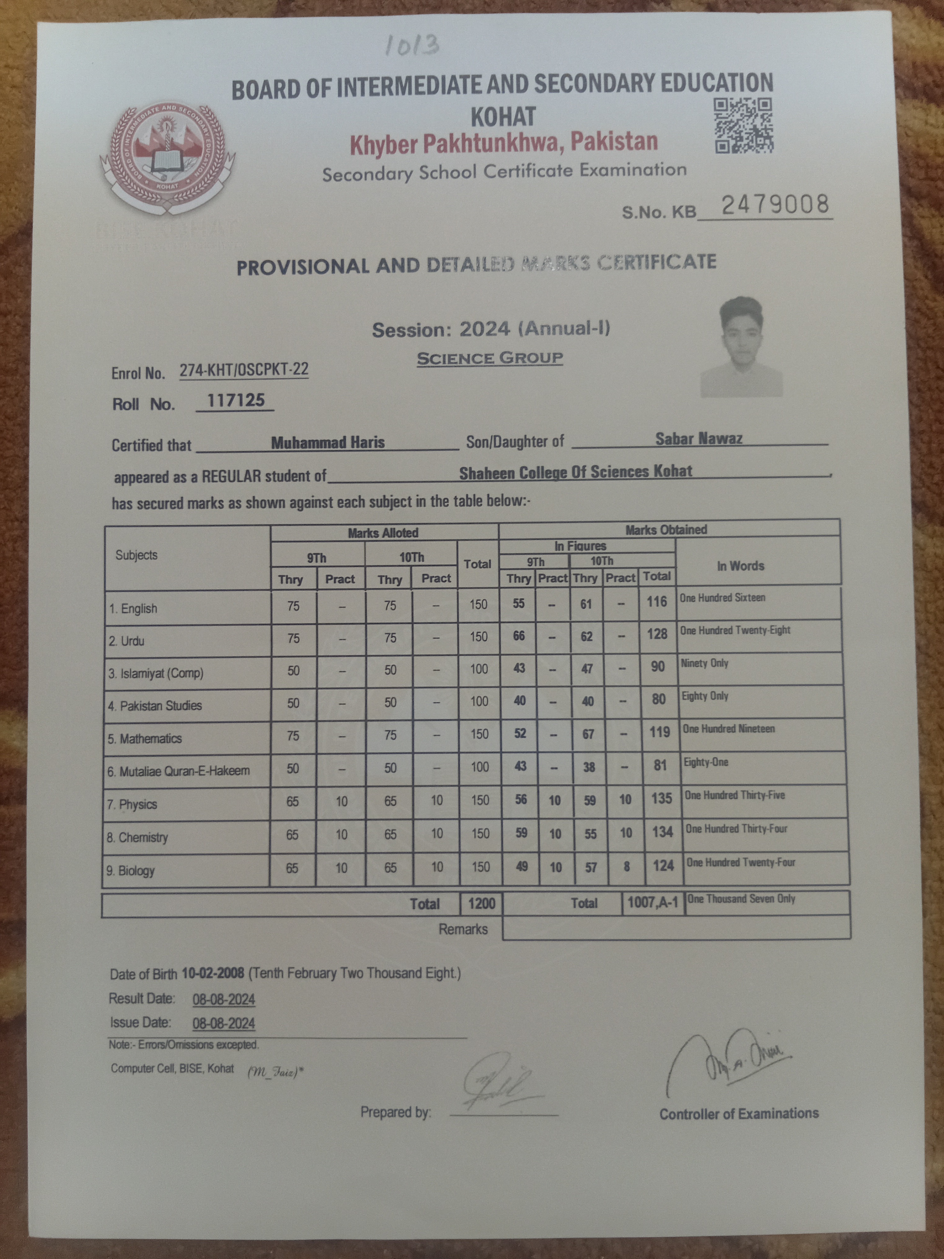 Matric 9-10 Certificate