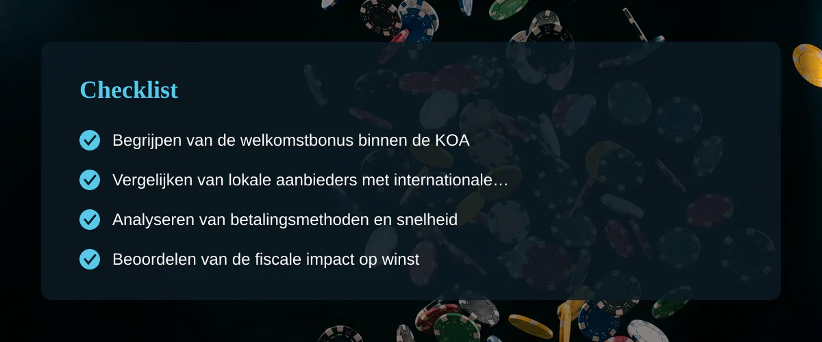 Nederlandse casino bonus: verwachting tegenover de wettelijke realiteit — Checklist