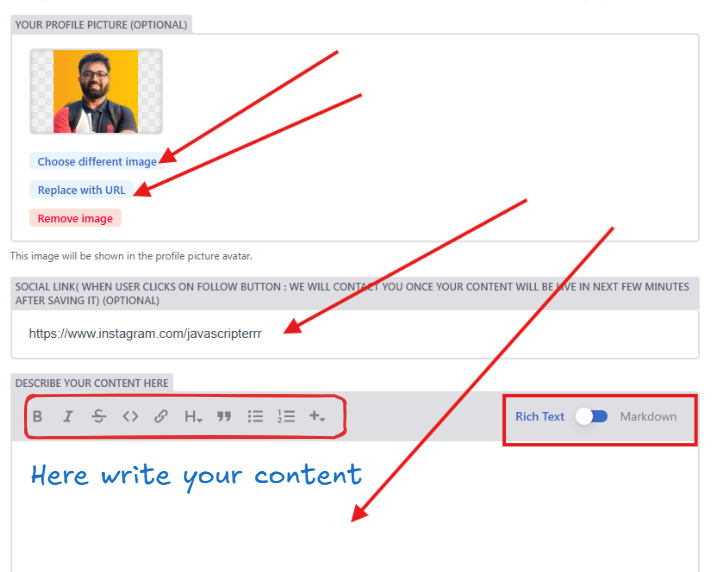 Writing in the editor