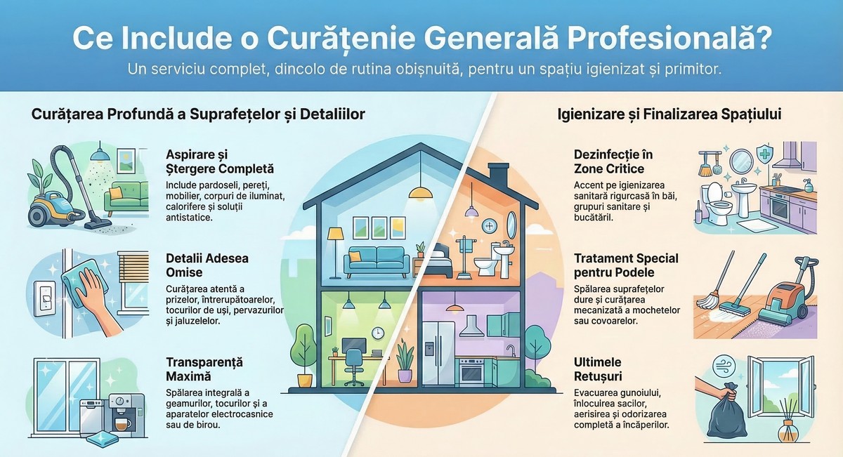 Ce include serviciul de curățenie generală profesională