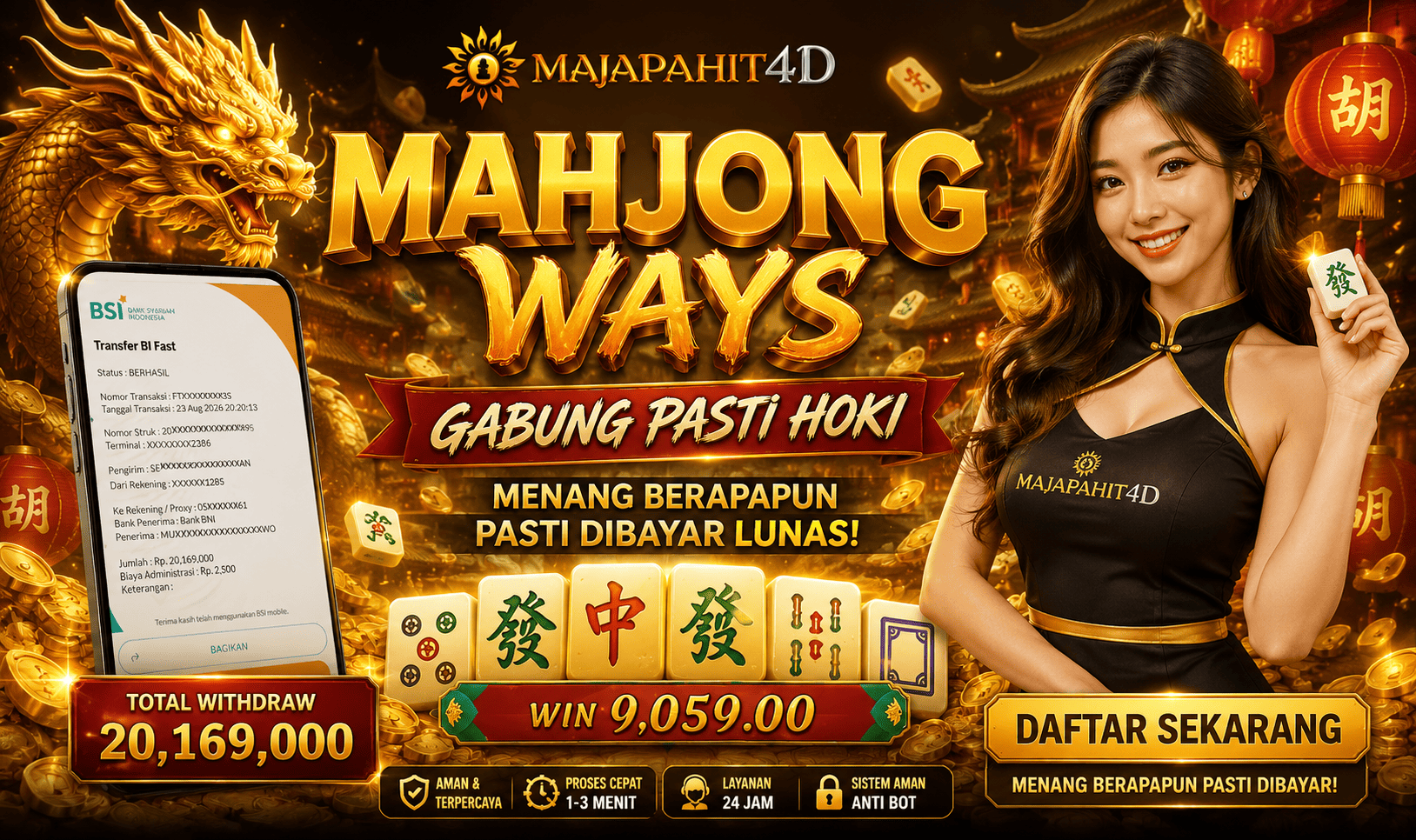 MAJAPAHIT4D JACKPOT MAHYONG Rp.20.169.000.,- LUNAS