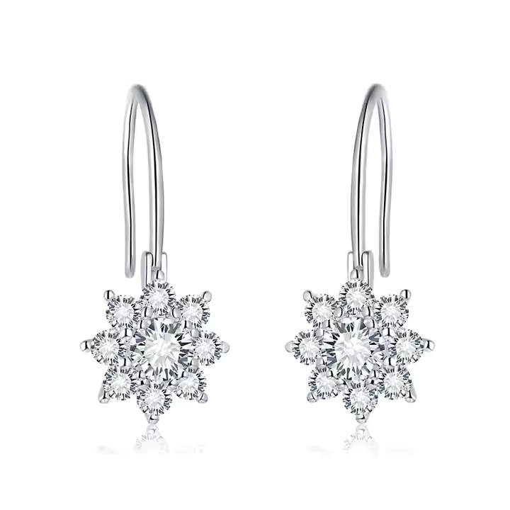 Snowflake Cluster Drop Earrings