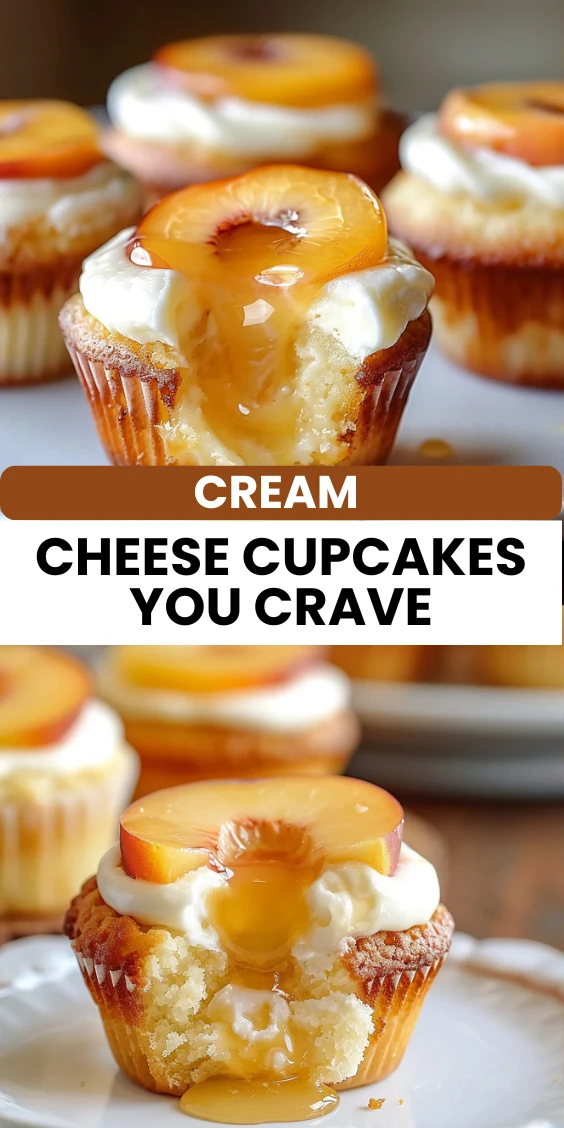 Cream Cheese Cupcakes with Juicy Peach Bliss