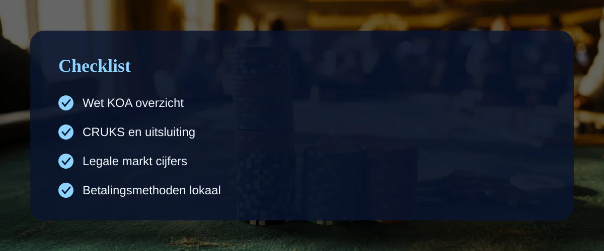 Verbod casino uitleg — Checklist