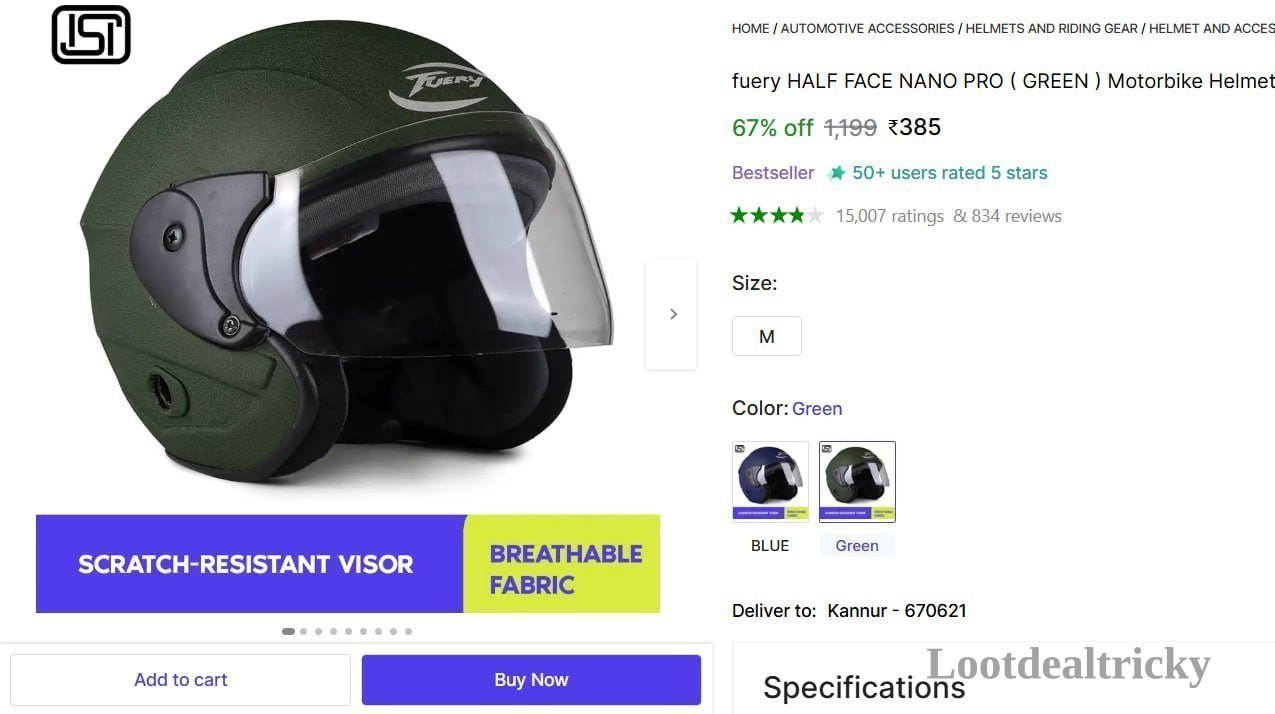 Motorbike Helmet Green – Just ₹385 | Loot Lo