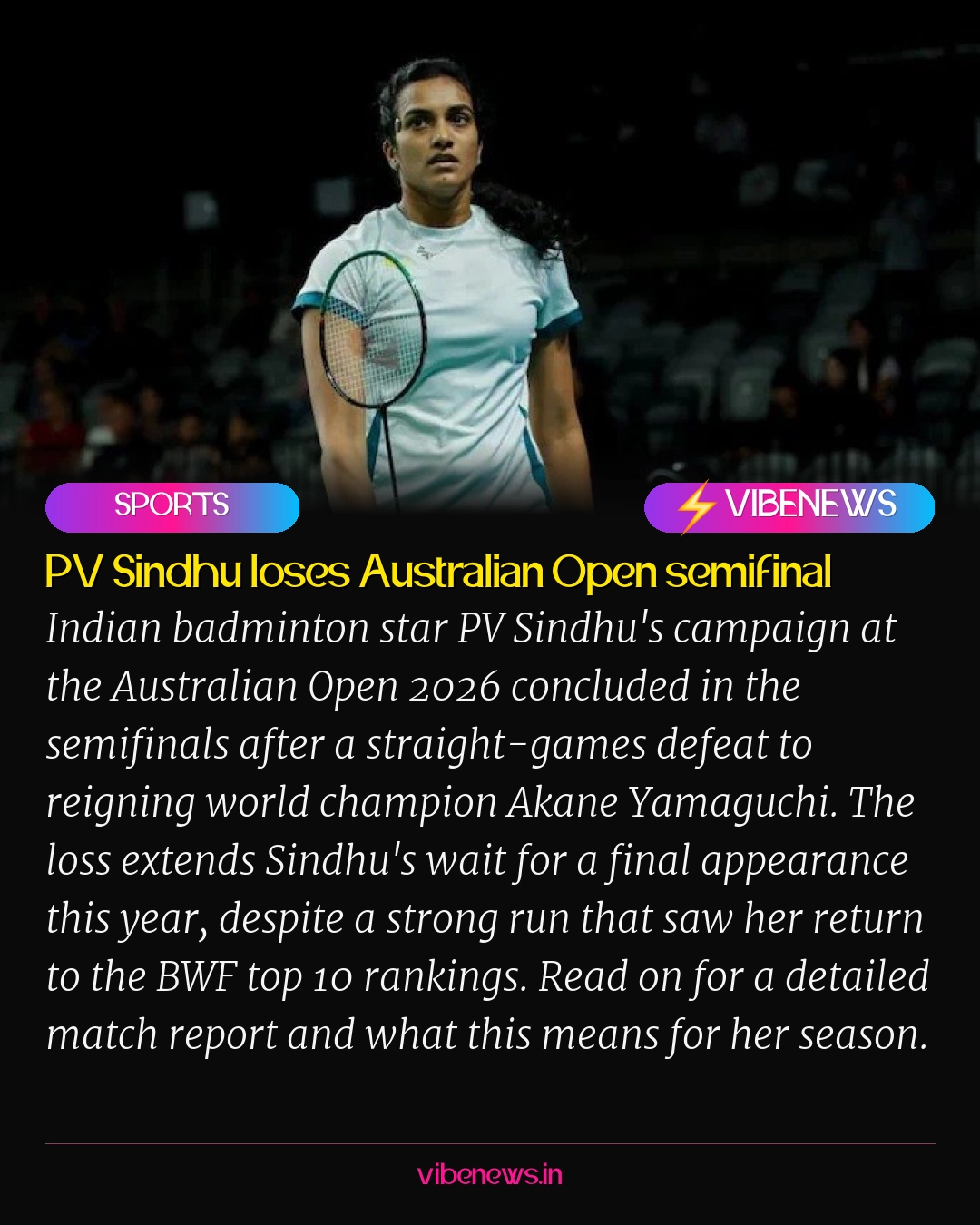 PV Sindhu loses Australian Open semifinal