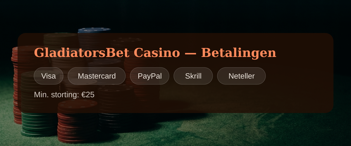GladiatorsBet Casino � Betalingen: Visa, Mastercard, PayPal, Skrill, Neteller