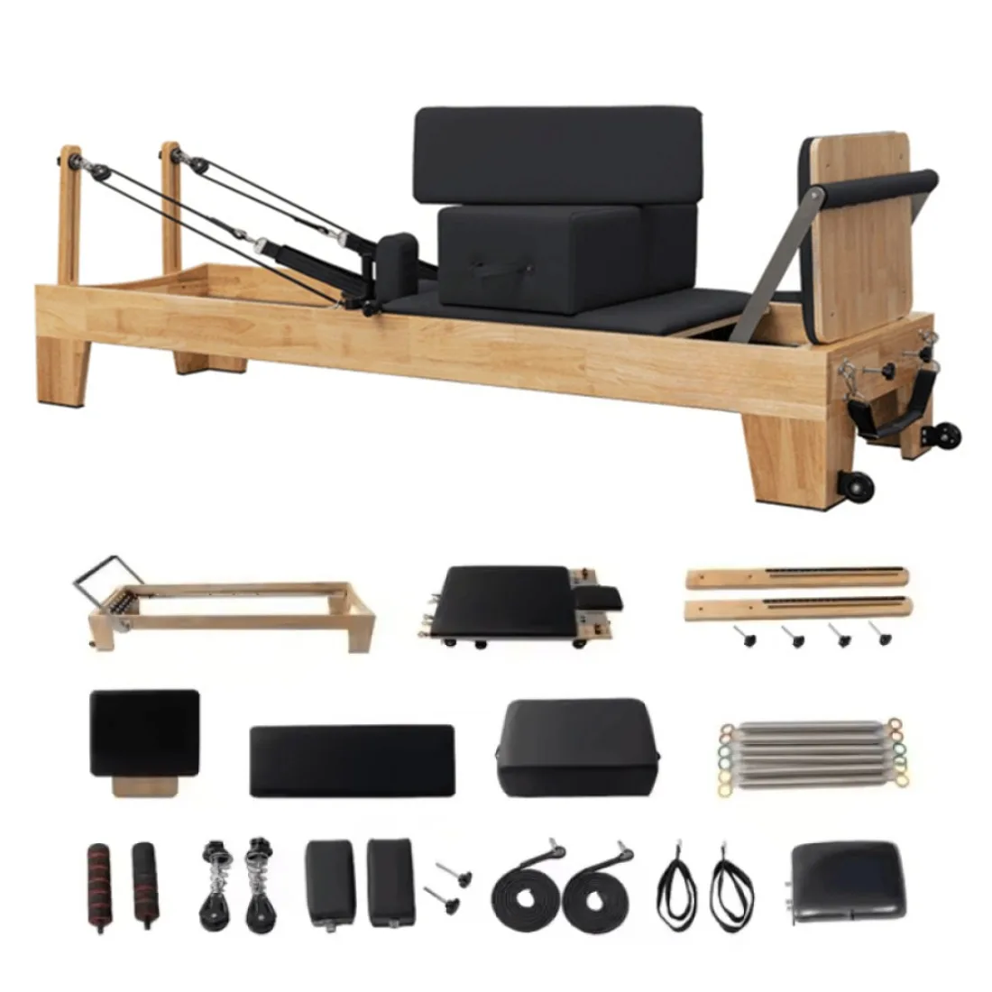 Premium Studio Wood Pilates Reformer Machine Kit Barrel Chair & Spine Corrector on Sale High Quality Fitness Equipment view 3