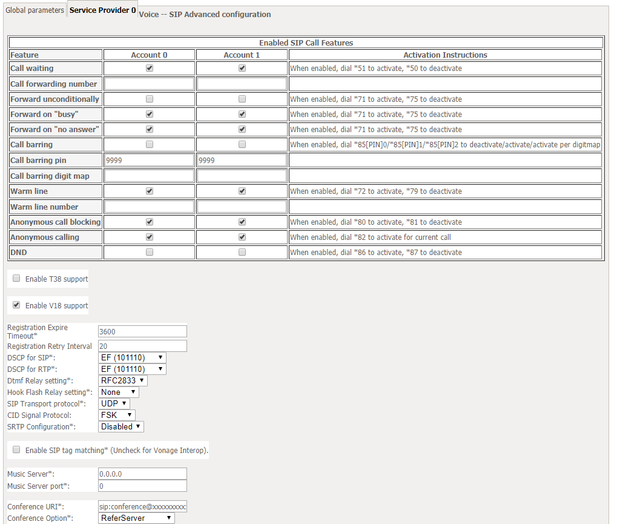 SIP Adv Config