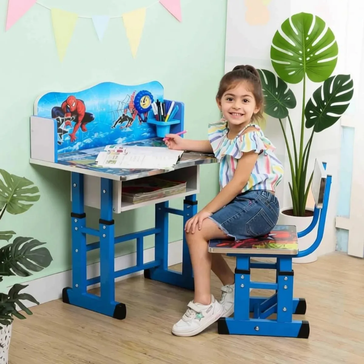 Kids study Desk & Chair with Adjustable Height engineered wood Desk Chair photo 4
