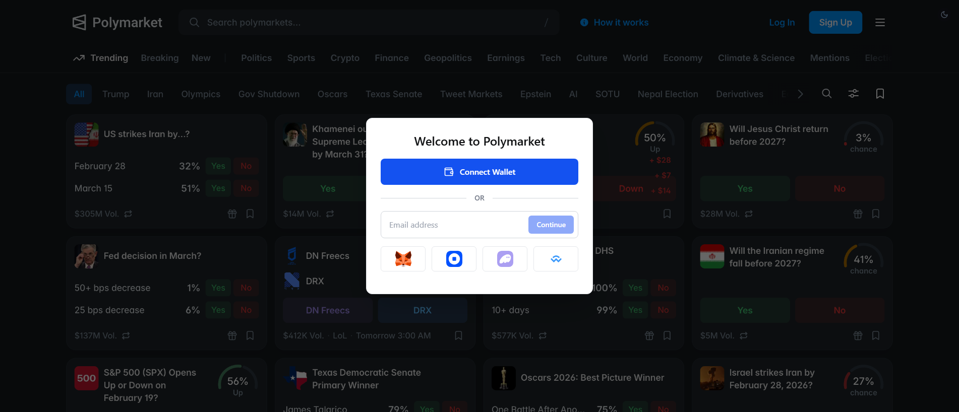 Forensic screenshot of polymarket.limited showing the phishing page layout