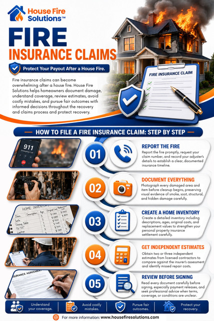 Dealing with property damage after a house fire is difficult enough without adding avoidable insurance problems to the situation. Yet many homeowners make important decisions during the first days of a claim while they are tired, displaced, and still trying to understand how badly the property has been affected. Small mistakes with documentation, communication, cleanup, or repair decisions can make fire insurance claims harder to manage later. Knowing where homeowners commonly run into trouble can help you approach the process more carefully and preserve the information needed as the claim develops.

Official Website: https://www.housefiresolutions.com/resources/fire-insurance-claims

House Fire Solutions
Phone: (866) 934-1703

Read Our Blogs:

https://housefiresolutions.jimdofree.com/
https://housefiresolutions.weebly.com/
https://housefiresolutions.wixsite.com/fireinsuranceclaims

More Links:

https://www.goodreads.com/user/show/203299160-house-fire-solutions
https://www.last.fm/user/firesolution
https://community.wongcw.com/housefiresolutions