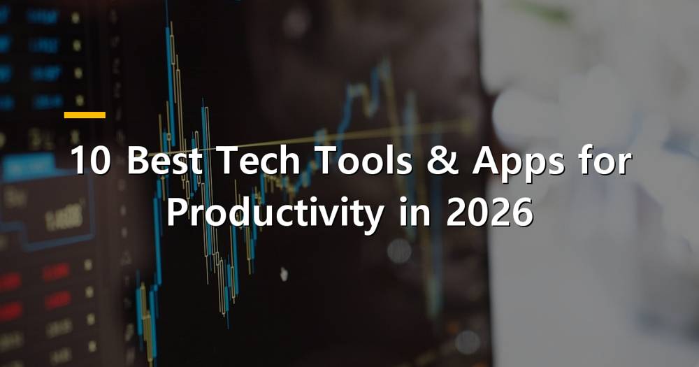 Collage of various tech tools and apps for productivity