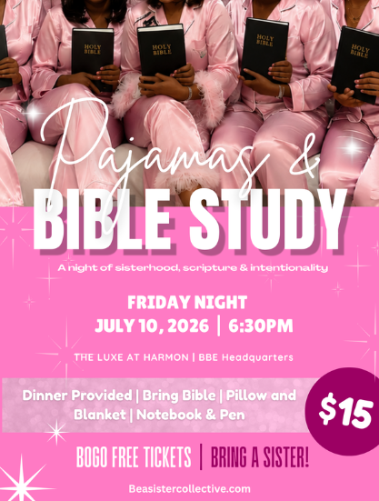 Pajamas and Bible Study event flyer