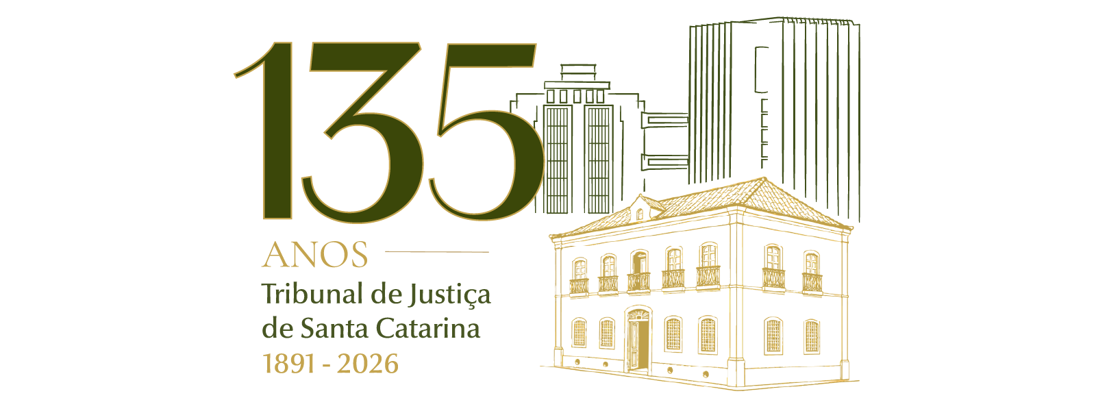 Logo comemorativo dos 135 anos do Tribunal de Justiça de Santa Catarina