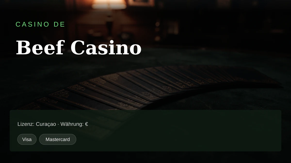 Beef Casino � Willkommensbonus 125% Bonus, Min �20 + 600 FS, Zahlungen: Visa, Mastercard, Skrill, Neteller, Paysafecard