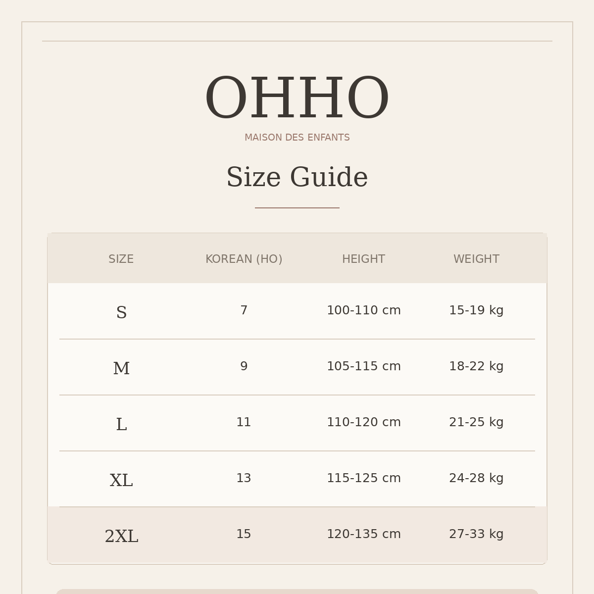 OHHO-Size-Guide
