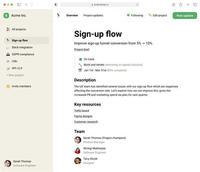 an example project on ProjectPage
