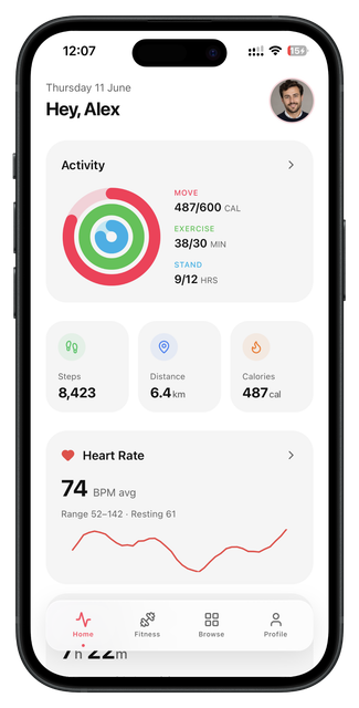 FitZone screen 1