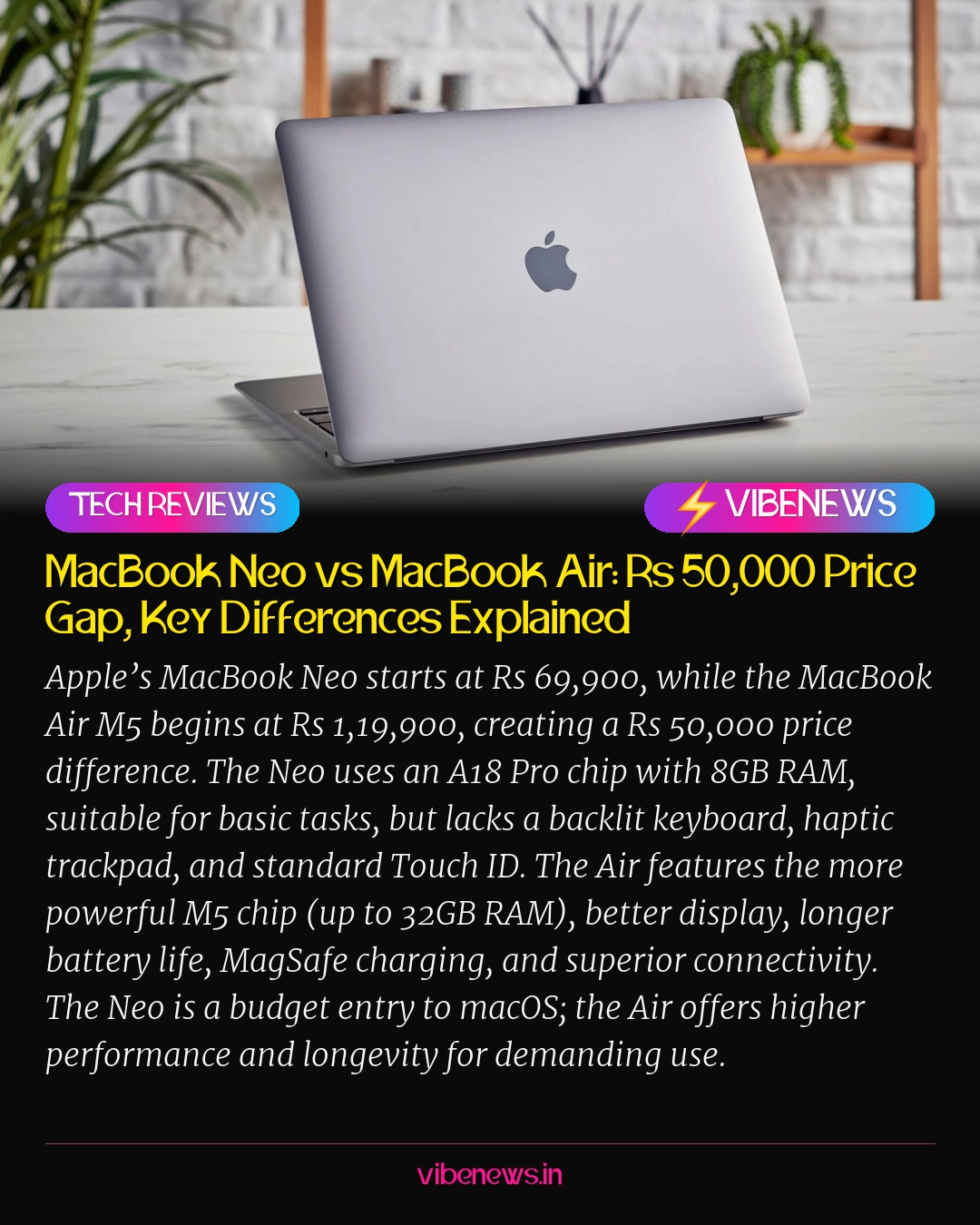 MacBook Neo vs MacBook Air: Rs 50,000 Price Gap, Key Differences Explained
