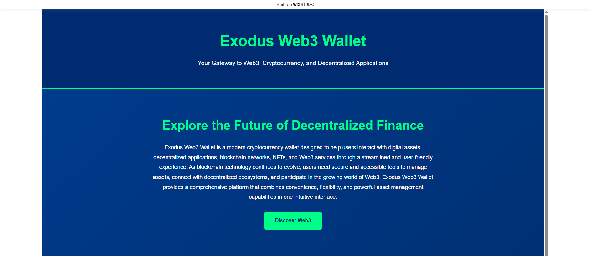 Stored screenshot of browser-exudus.wixstudio.com