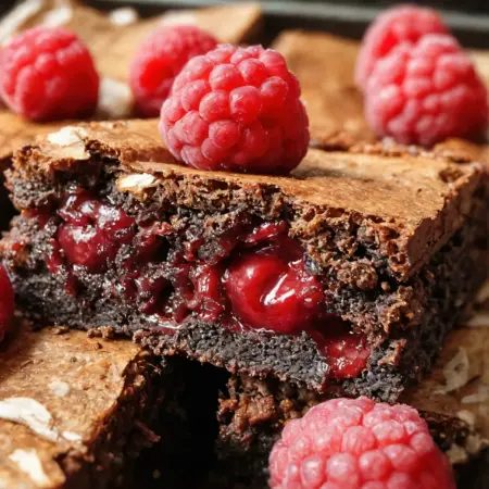 Raspberry Brownies with Thick Fudgy Texture