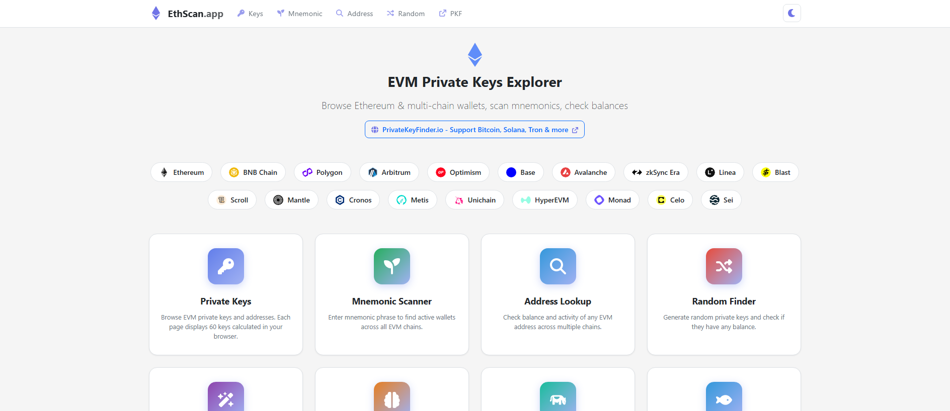Screenshot of ethscan.app