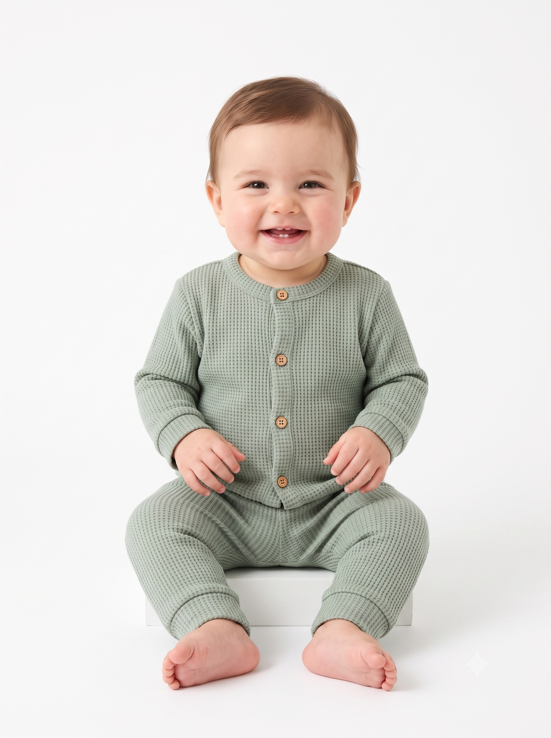 Conjunto waffle bebé saquito y pantalón