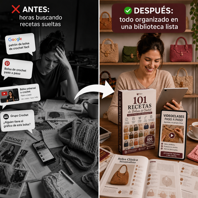 Collage mostrando Pinterest, YouTube, Google y grupos apuntando hacia la Biblioteca 101 Recetas