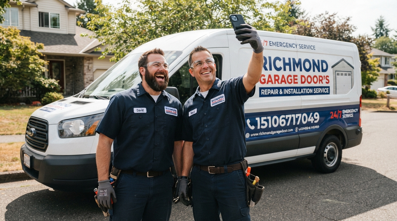 Richmond Garage Doors team installing a garage door