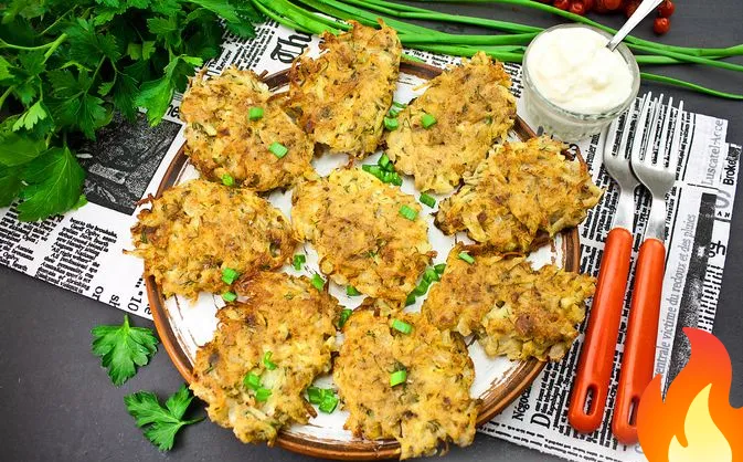 Постер Картофельные драники с консервированной рыбой