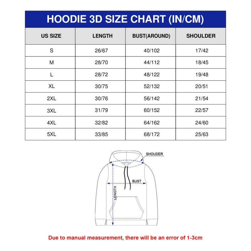 Hoodie / Fleece Hoodie Size Chart