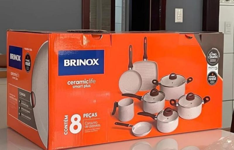 Conj De Panelas 8 Peças Ceramic Life Smart Plus Vanilla - Brinox Baunilha