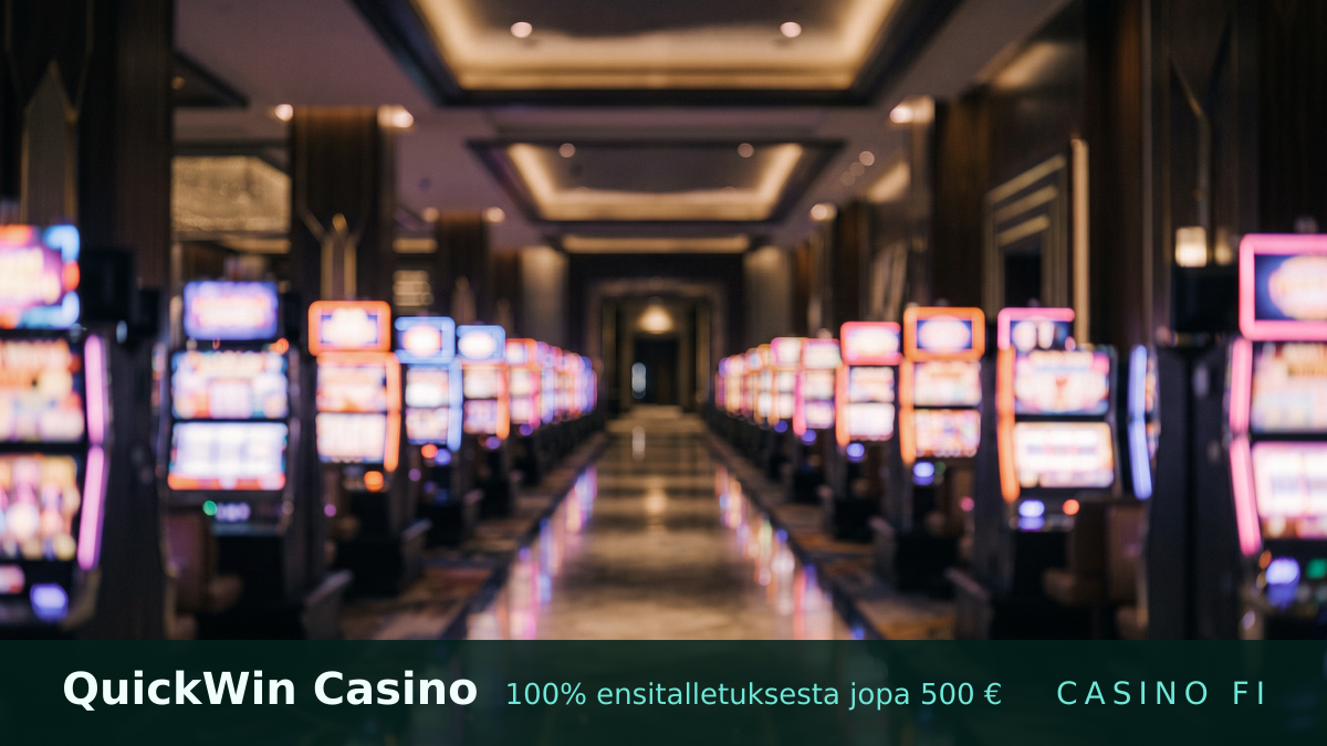 QuickWin Casino kasino — tervetuliaisbonus 100% ensitalletuksesta jopa 500 € + 200 FS, maksutavat: Visa, Mastercard, Skrill, Neteller, Paysafecard