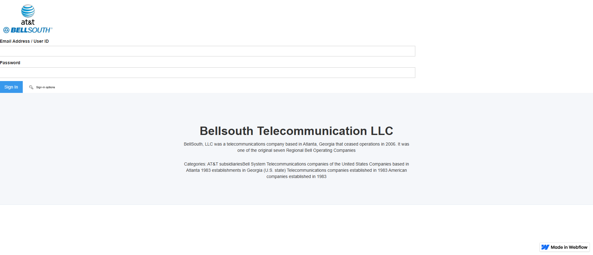 Stored capture of bellsouth-att-sigining-5d1d8c.webflow.io