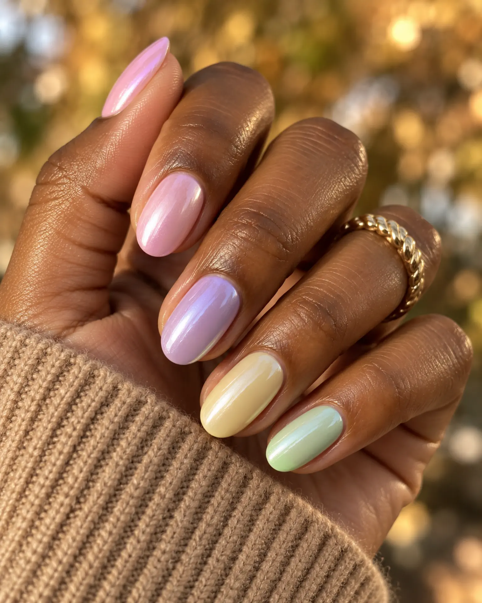 Easter Glazed Pearl Veil manicure inspiration for Easter nail ideas