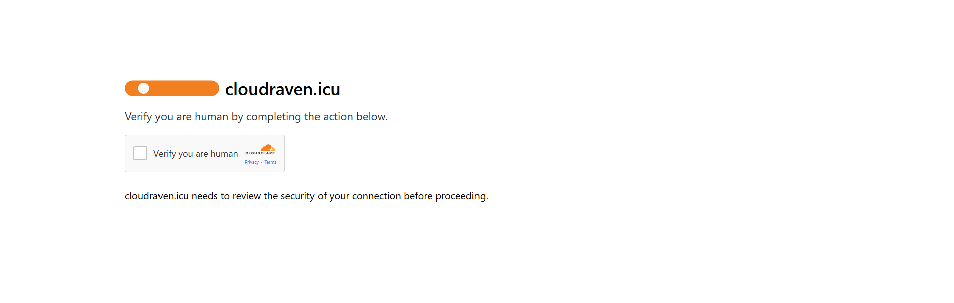 Forensic screenshot of cloudraven.icu showing the phishing page layout