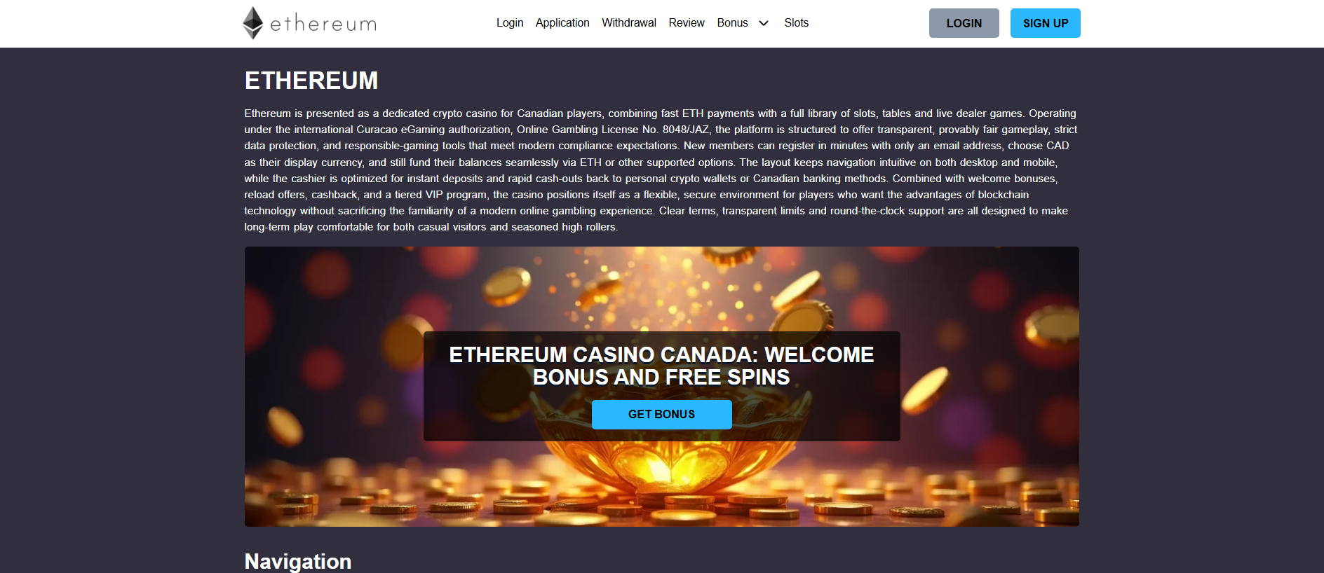 Stored capture of ethereum-casinocanada.ca