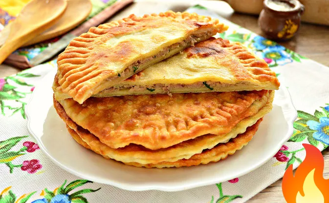 Постер Лепешки с мясной начинкой и зеленью