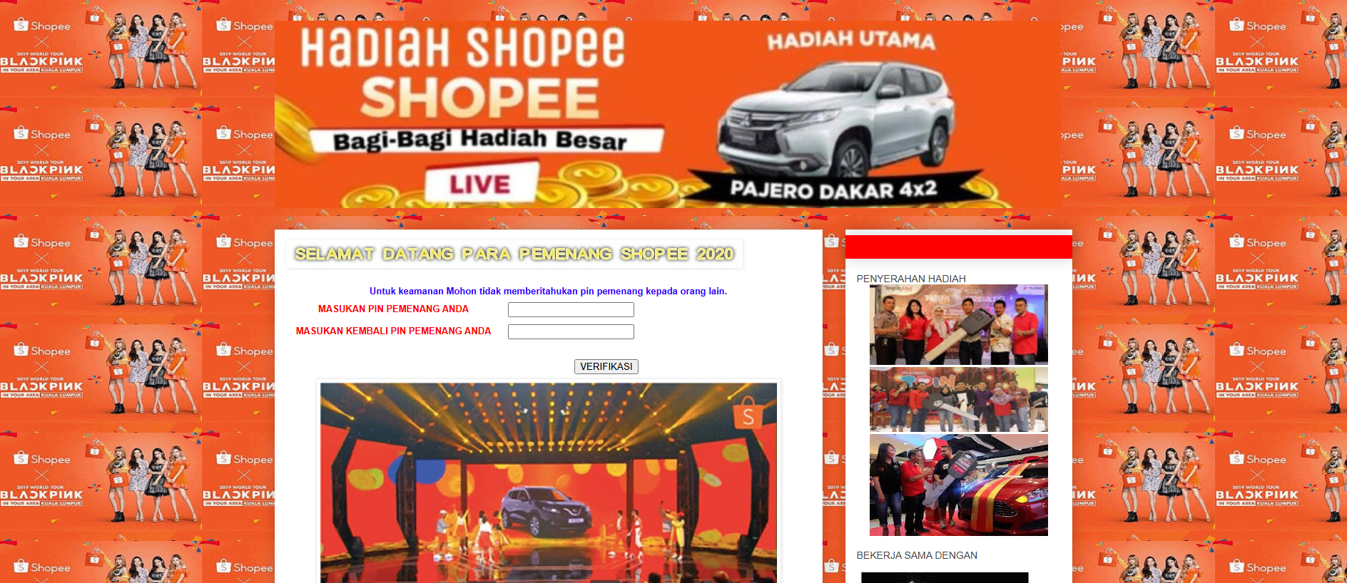 Forensic screenshot of [REDACTED] showing the phishing page layout