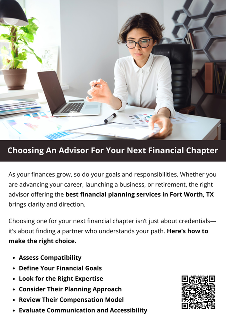 Starting a new financial chapter is exciting, but it also comes with challenges. Choosing the right advisor offering the best financial planning services in Fort Worth, TX ensures you’re not navigating it alone. With the right expertise, approach, and alignment, your advisor can help turn your next financial chapter into your most successful one yet. To know more visit here https://www.alignedwealthadv.com/financial-planning-fort-worth-tx