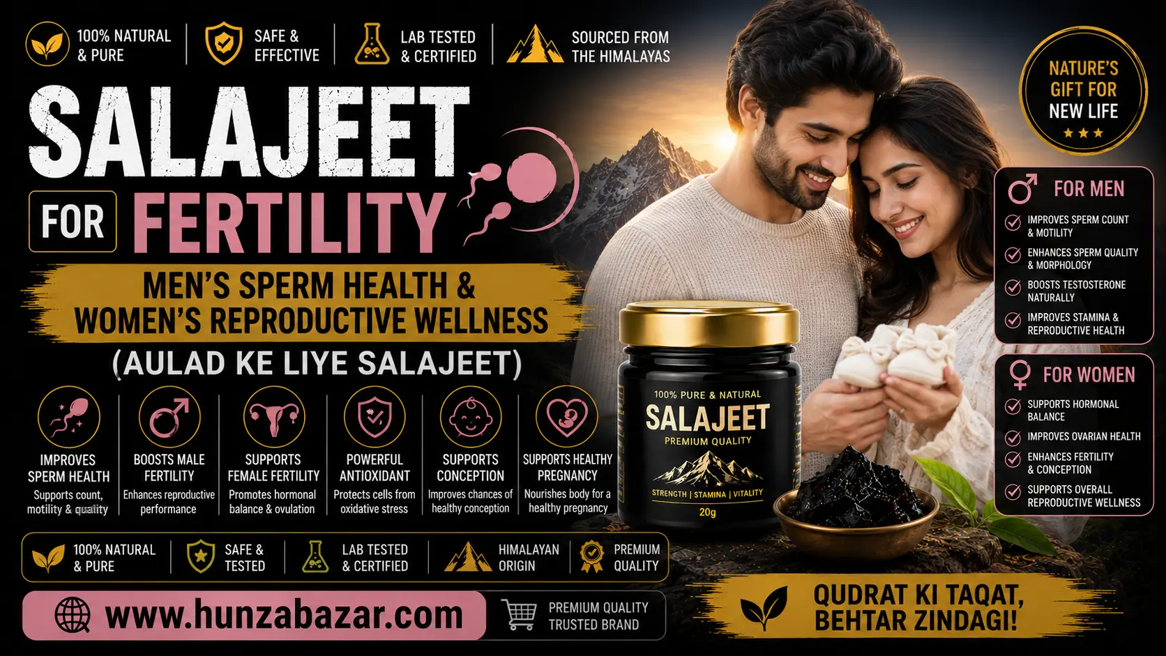 Salajeet for Fertility — Men's Sperm Health & Women's Reproductive Wellness (Aulad ke liye Salajeet)