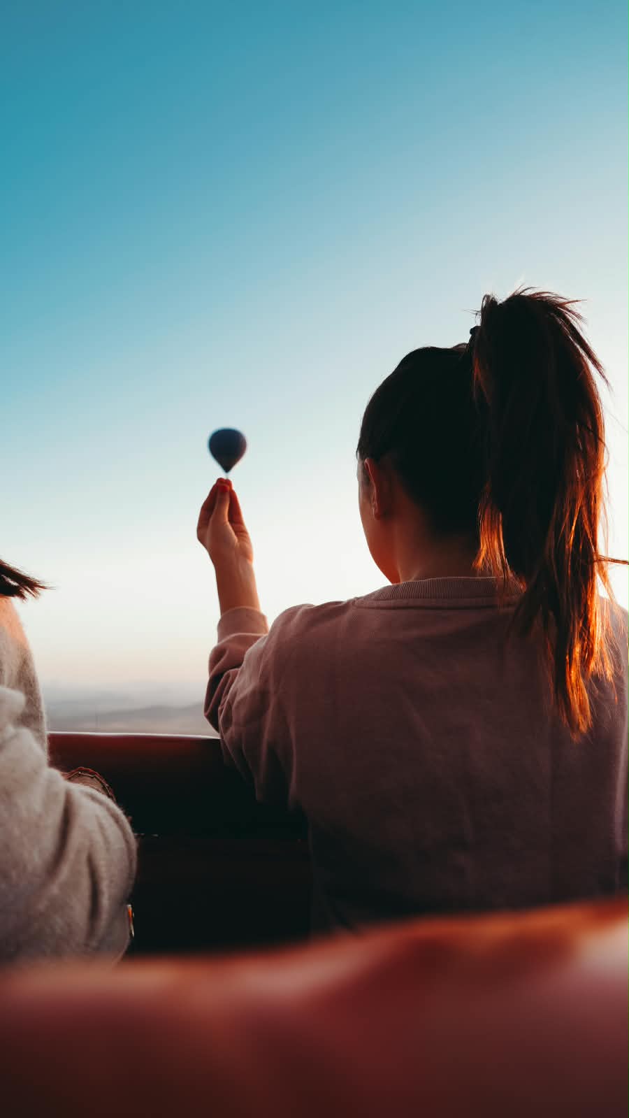 Aerial view from a hot air balloon above the desert