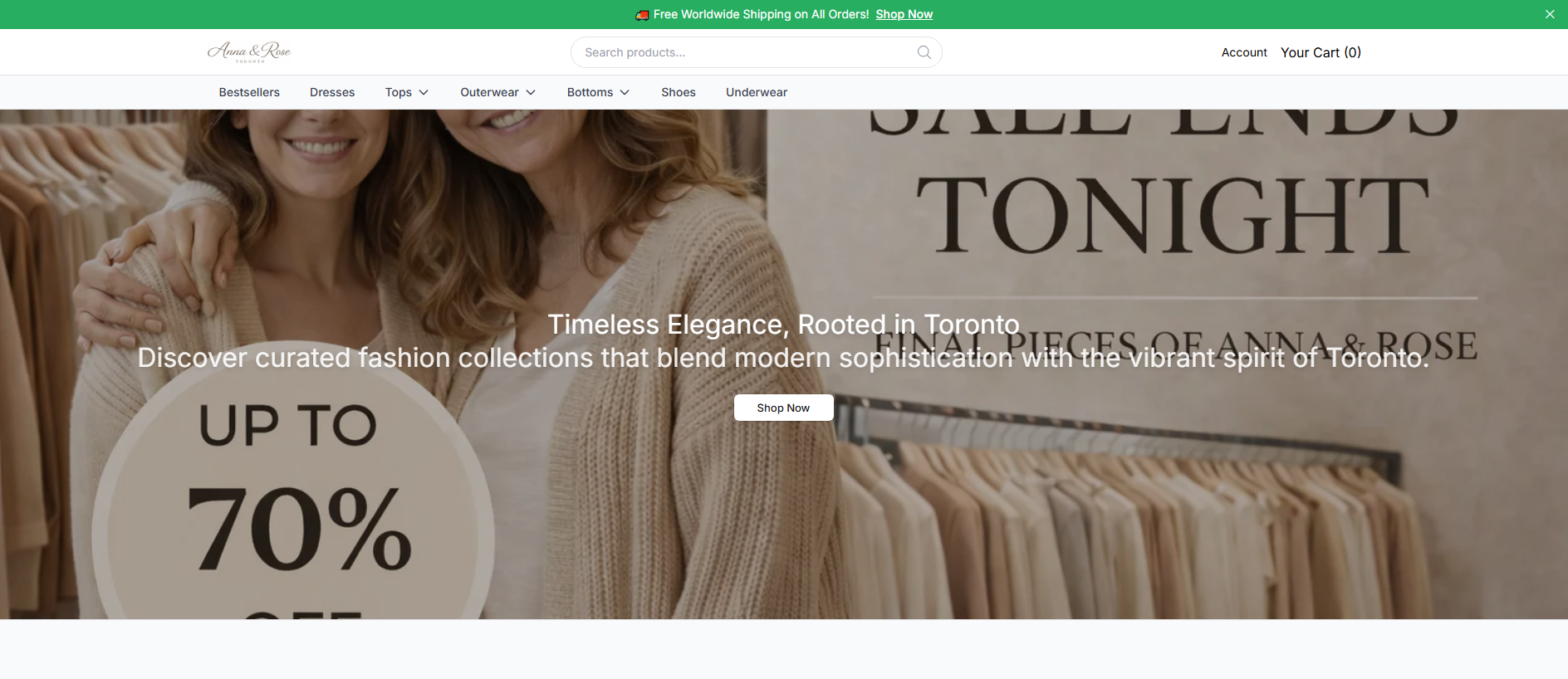 Stored capture of annarosetorontofashion.shop