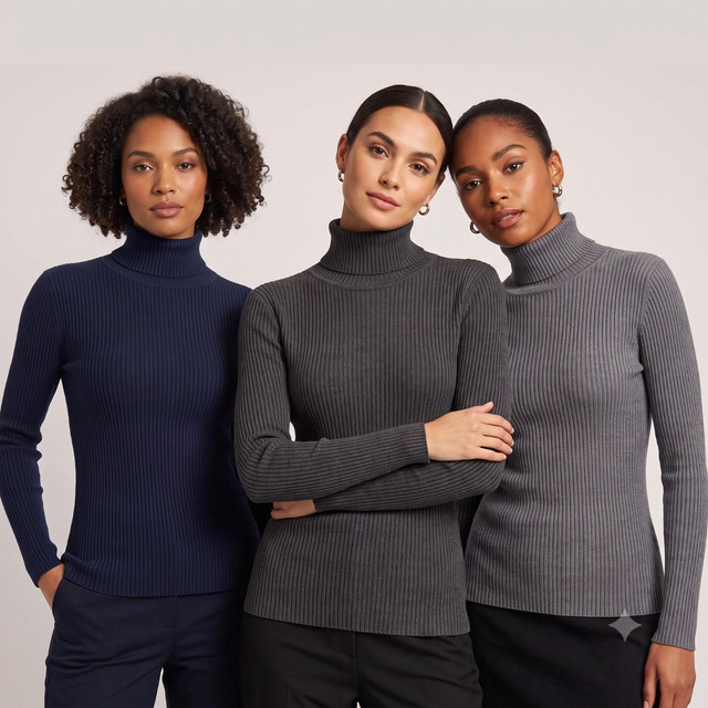 Ladies Ribbed Turtle Neck