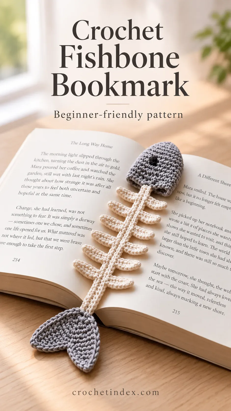 Crochet Fishbone Bookmark Pinterest pin